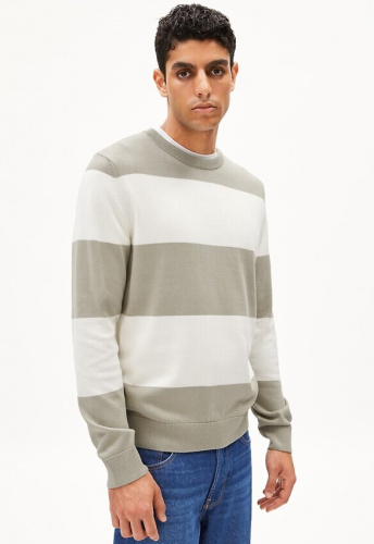 Feinstrickpullover "Loukaa Stripes" - seagreen/light oatmilk