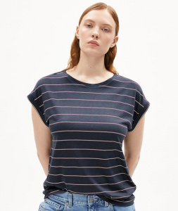 Shirt "Jilaana Fine Stripes" - moonlight gray/rosalilly
