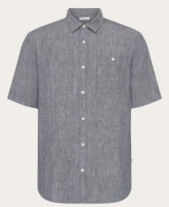 Regular Fit Linen Short Sleeve Shirt - vintage indigo