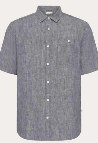 Kurzarm-Leinenhemd - vintage indigo