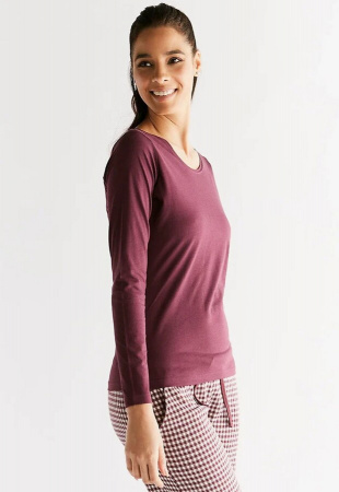 Damen Langarmshirt - aubergine