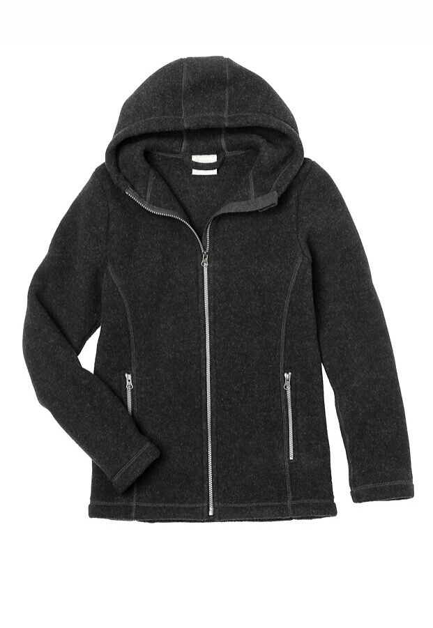 Womens Woolen Fleece Jacket - black melange