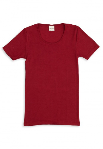 Damen Unterhemd kz. Arm, Wolle/Seide - malve