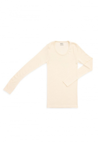 Damen-Unterhemd, lange Arme, aus Wolle/Seide - natur