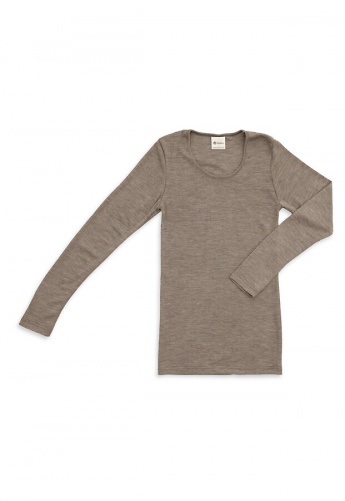 Damen-Unterhemd, lange Arme, aus Wolle/Seide - walnuss Damen-Unterhemd, lange Arme, aus Wolle/Seide - walnuss