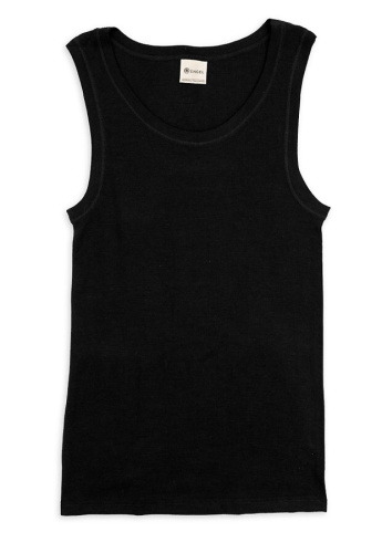 Herren Achselshirt Wolle/Seide - schwarz