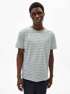 T-Shirt "Maarkos Pocket Stripes" - seagreen/broken white