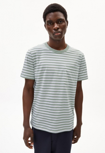 T-Shirt "Maarkos Pocket Stripes" - seagreen/broken white