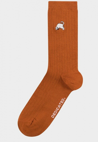 Rib Socks "Knivsta Dog Pose" - cinnamon orange