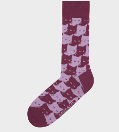 Socks "Sigtuna Pepita Cats" - burgundy Socks "Sigtuna Pepita Cats" - burgundy