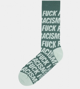Socks "Sigtuna Fuck Racism Pattern" - forest green