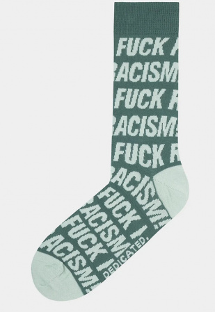 Socks "Sigtuna Fuck Racism Pattern" - forest green