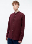 Givn Linen Stand Up Collar Shirt "GBWes" - burgundy bl