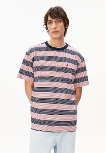 T-Shirt "Maarkos Multi Stripes" - tinted navy/oatmilk