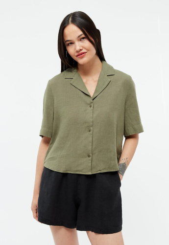 Givn Leinen-Bluse "Carol" - faded olive