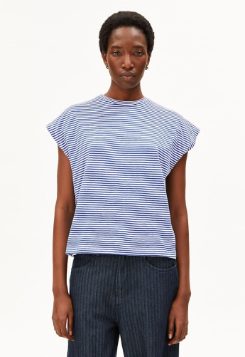 Slub Jersey Stripe T-Shirt - oatmilk/dynamo blue