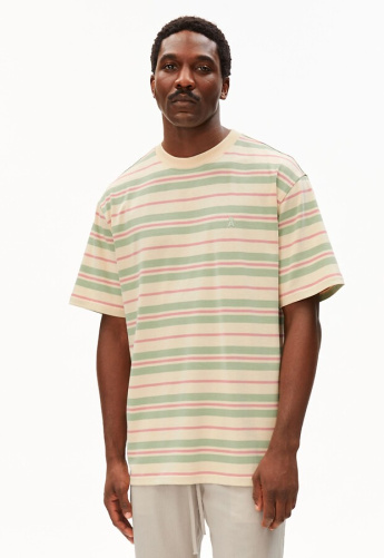 T-Shirt "Maarkos Stripes" - foam/washed berry