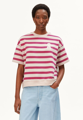 Oversized Sweatshirt "Bamikaa Stripe" - undyed/very berry