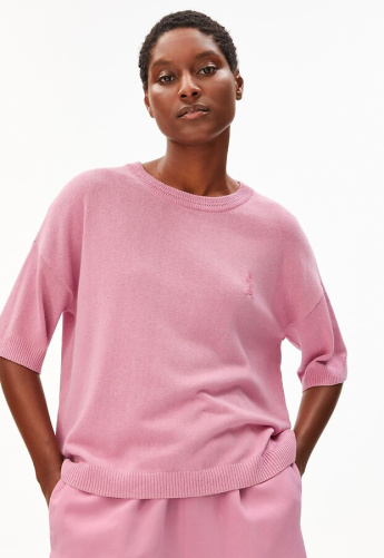 Leinen-Strickpullover - washed berry