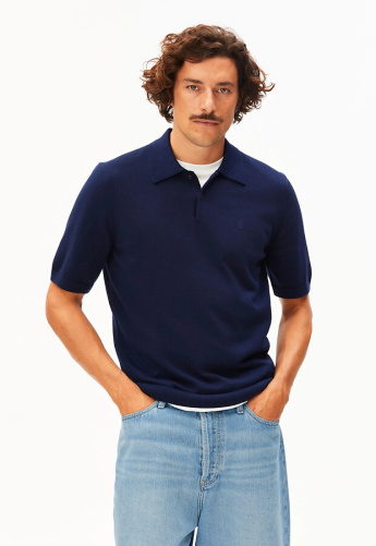 Kurzarm Strick-Polohemd - tinted navy