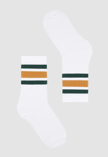 Socken "Bergenia Stripes" - white