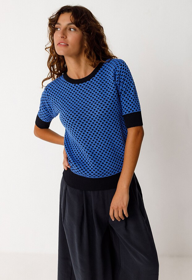 Strickpullover "Muike" - blau/schwarz