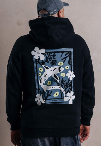 Hoodie "Flower And Fish" - schwarz
