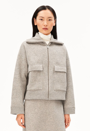 Baumwoll-Woll Strickjacke - dark honey melange