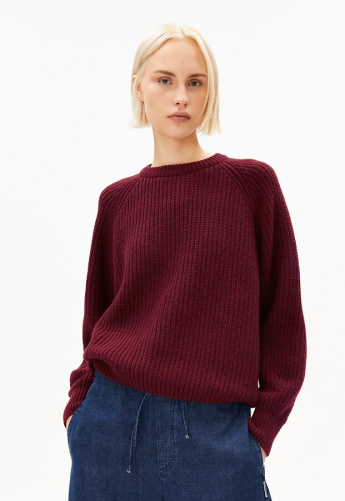 Wollstrick-Pullover - velvet red