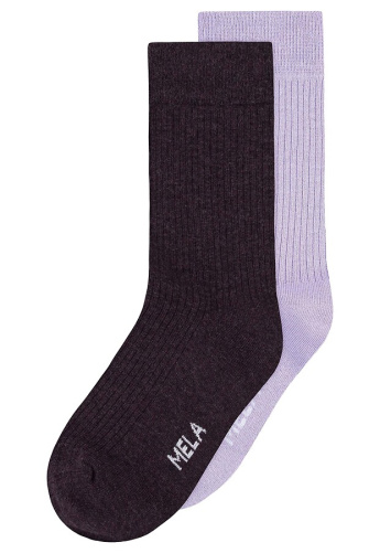 Gerippte Socken 2er Pack - elderberry/krokus