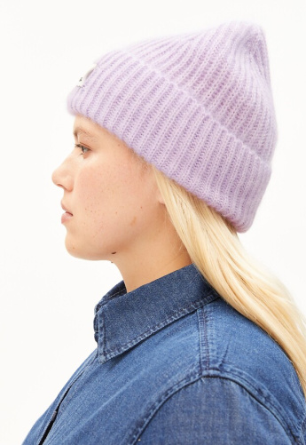 Mohair Strickmütze - moonlit lilac