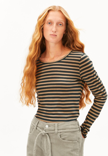 Longsleeve "Einiaraa Stripes" - amberwood/midnight reef