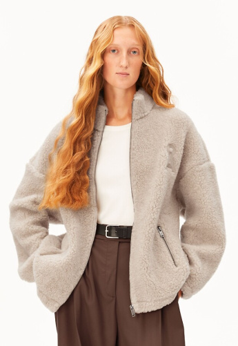 Woll-Mix Fleece-Jacke - honey melange