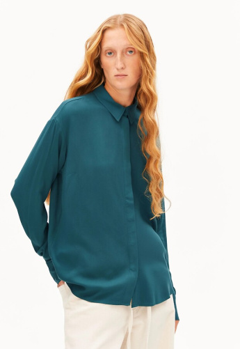 Bluse "Larisaana Longsleeve" - petrol velvet