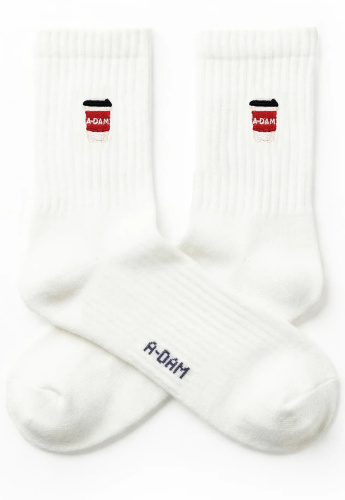 Quarter Crew Socks "Coffee Take Away" - white