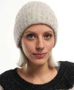 Alpaca Knit Beanie "Light Cap" - ecru