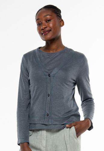 Leinen Jersey-Jacke - pinie