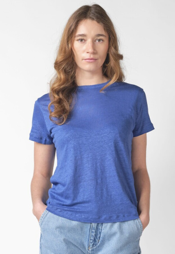 Leinen-Tee "Rikke" - surf blue