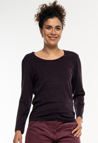 Melange Woll-Longsleeve - blackberry