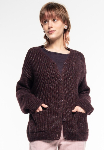 Grob gerippter Cardigan (Alpaka/Baumwolle) - port