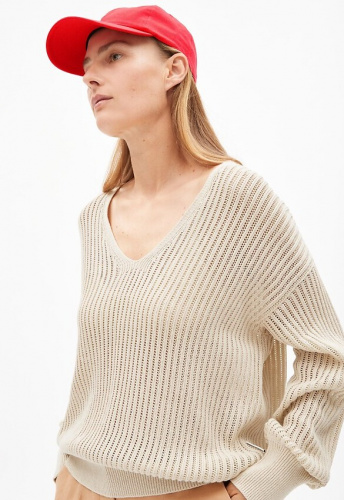 Gehäkelter Leinen-Pullover "Rabeaa Crochet Lino" - raw white