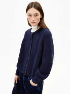 Wool Knit Cardigan "Selmaa" - tinted navy