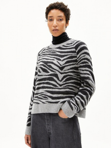 Wool Knit Sweater "Liliriaa Zebraraa" - silver/steel melange