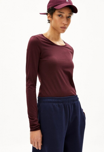 Longsleeve "Einiaara Soft" - dark cranberry