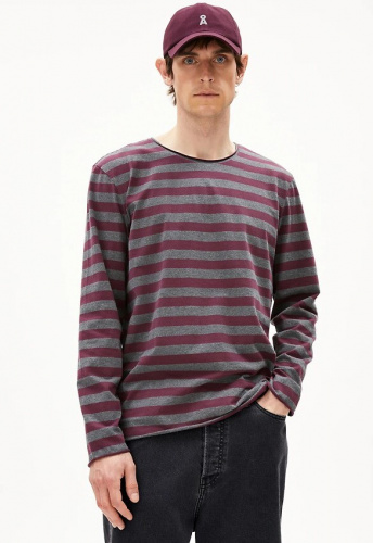 Longsleeve "Maarkos LS Stripes" - steel melange/dark cranberry