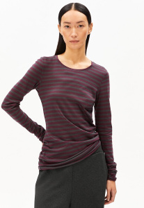 Longsleeve "Einiaraa Stripes" - dark cranberry/dark steel