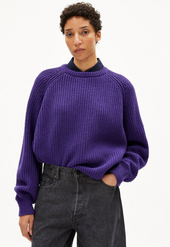 Wollstrick-Pullover "Kaagi" - indigo lilac