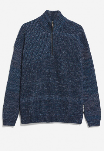 Strick-Troyer mit Wolle "Michaael Mouline" - night sky/frozen la