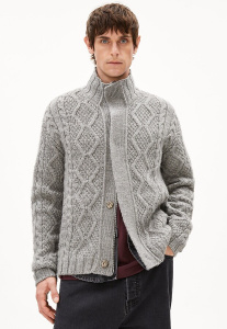 Woll-Strickjacke "Aanton" - silver melange
