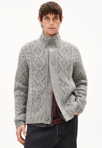 Woll-Strickjacke "Aanton" - silver melange